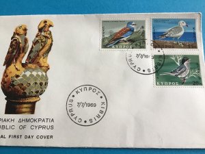 Cyprus First Day Cover Birds 1969  Stamp Cover R42826