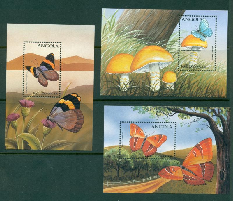 Angola - Sc# 1020-2. 1998 Butterflies. Set of 3 Souvenir Sheets. MNH $16.00.