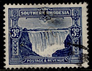 SOUTHERN RHODESIA GV SG18, 3d deep ultramarine, USED. Cat £15.