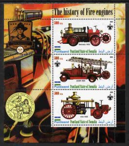PUNTLAND - 2011 - Fire Engines #1 - Perf 3v Sheet - Mint Never Hinged