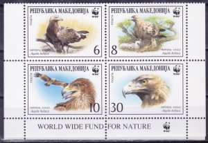 North Macedonia, 2001, Fauna - WWF Birds of Prey, 4block, Mi#215-8, MNH,++