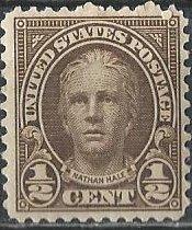 US 653 (mhr) ½¢ Nathan Hale (perf. 11x10½) (1929)
