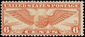 U.S. Scott # C19  1934 6c org  Winged Globe  mint-nh- f