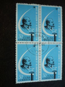 Stamps - Cuba - Scott# 885-887 - Used Set of 3 Stamps in Blocks of 4