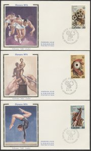 1976 #684-686 Olympics Art & Culture Set of 3 Colorano Silk FDCs