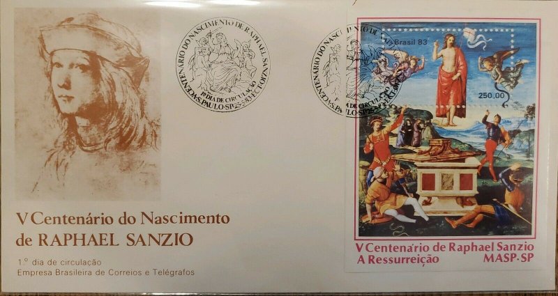 A) 1983, BRAZIL, PAINTER, V CENTENARY OF THE BIRTH OF RAPHAEL SANZIO, FDC, THE R