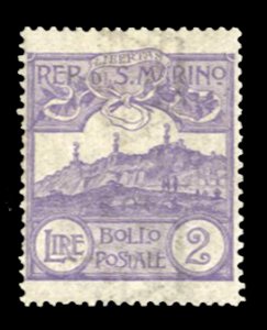 San Marino #72 Cat$1,000, 1903 2L violet, lightly hinged, signed Bolaffi