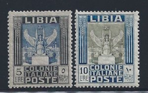 1921 LIBYA, n . 31/32, Pictorial, 5 Lire and 10 Lire, notched 13 1/4 x 14, MNH