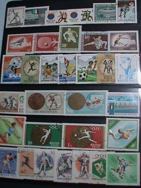 ​HUANGRY STAMP- OLYMPIC & SPORTS-35 DIFFERENT USED STAMPS-CAT. $12  VERY FINE