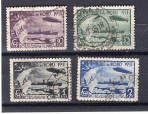 RUSSIA YR 1931,SC C30-33,MI 402A-05A,USED AND CTO,ZEPPELIN,POLAR BEAR,N POLE