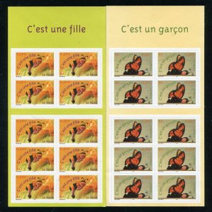 France 2995a, 2996a It's a Girl, Boy Stamp Booklets 2004 MNH