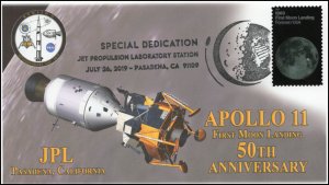 19-114, 2019, Apollo 11 Moon Landing, Pictorial Postmark, JPL Dedication, Event 