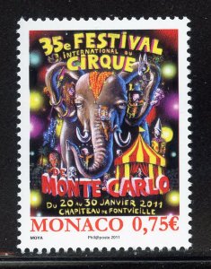 Monaco 2610 MNH, 35th. Monte Carlo Intl. Circus Festival Issue from 2010.