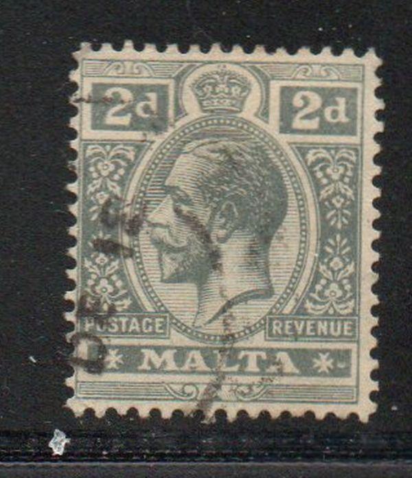 Malta Sc 52 1915 2d gray G V stamp used