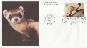 ZAYIX 1996 US 3105 FDC Mystic  Cachet Endangered Species Black-footed Ferret