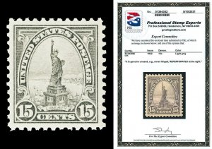 Scott 566 1922 15c Liberty Perforated 11 Mint XF NH Reperforated with PSE CERT!