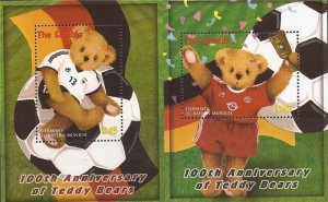 Gambia - Teddy Bears World Cup Stamps - Two Souvenir Sheets MNH