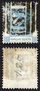 Hong Kong SG12a 12c Pale Blue wmk CC Cat 9.50 pounds