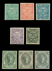 COLOMBIA 1881 Coat of Arms / Liberty Head sets  Scott # 103-108, 109-111 mint MH