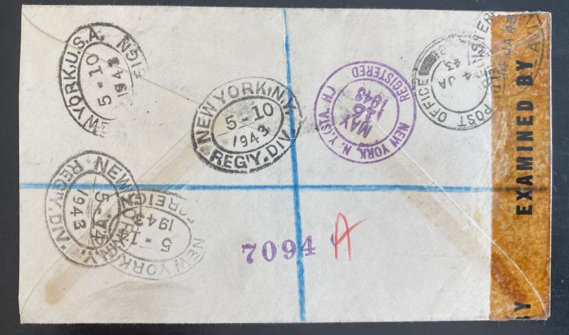1943 Polish Forces British Army Field Post 115 Censored Cover To New York Usa