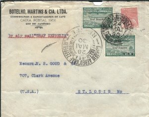 Recifie, Brazil to St Louis, MO 1930 Graf Zeppelin Flight. Sc #4CL8 x 2 (47432)