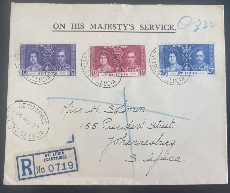 1937 Castries St Lucia First Day Cover King George VI Coronation