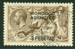 SG 142 Morocco Agencies 1926-37. 3p on 2/6 chocolate-brown. Very fine used...