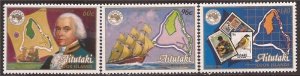 Aitutaki - 1984 Ausipex ’85 The Bounty, William Bligh - 3 Stamp Set #351-3