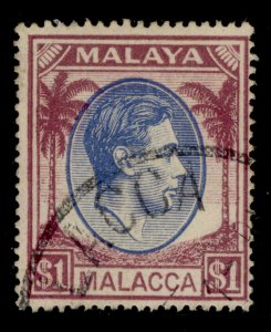 MALAYSIA - Malacca GVI SG15, $1 blue & purple, USED. Cat £35.