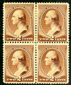 US Stamps # 210 MHR XF Block 4 fresh. Scott Value $230.00