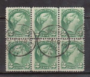 Canada #36 VF Used CDS Block Of Six With Cooksville Ontario Jan 18 1898 CDS