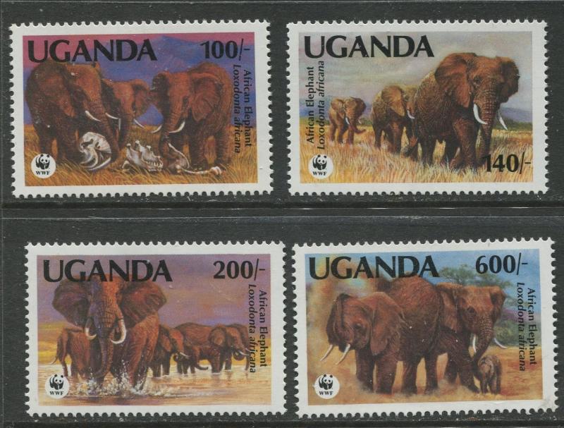 Uganda - Scott 948 -51 - Wild Life Elephant Set -1991 - MNH - Set of 4 Stamp