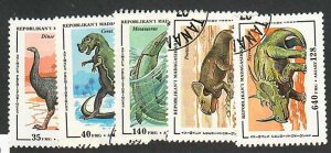 Malagasy Republic; Scott 1174-1178;  1995;  Used; Dinosaurs