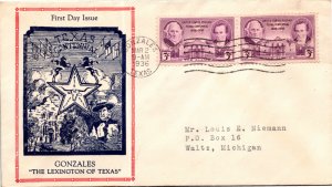 1936 MARCH 2 TEXAS #776 FIRST DAY 1ST REID-CAWOOD CACHET  ( Postal History ),...