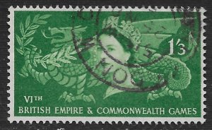 Great Britain #340 1sh3p Welsh Dragon Holding Laurel ~ Used