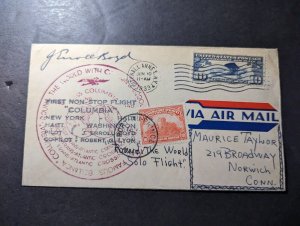 1933 USA Columbia Signed Airmail First Flight Cover FFC NY Round Trip via Haiti