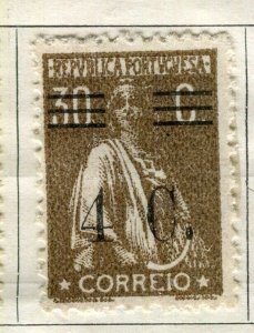 PORTUGAL; 1928 early Ceres surcharged issue Mint hinged 4c. value