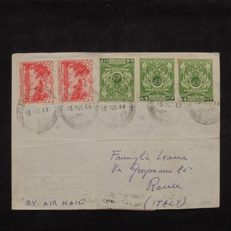 ZS-X535 PAKISTAN - Airmail, 1959, Great Franking To Rome, Italy Cover