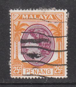 Malaya Penang 1954 Sc 38 QEII 25c Used