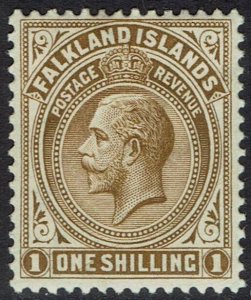 FALKLAND ISLANDS 1912 KGV 1/- WMK MULTI CROWN CA