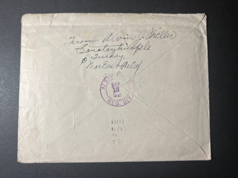 1921 Registered Latvia Cover Riga to Menards NY USA via Constantinople Turkey