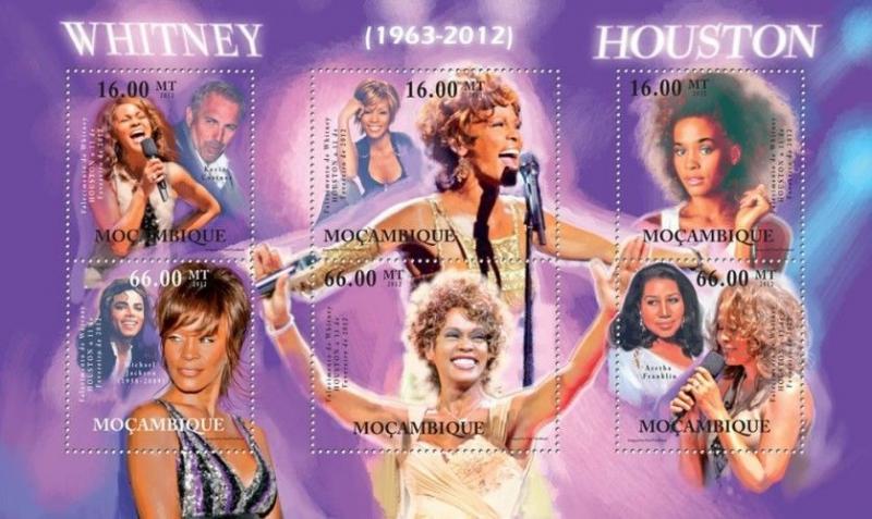 Whitney Houston Pop Music Cinema Hollywood Kino Mozambique MNH stamp set