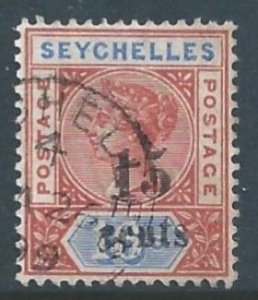 Seychelles #24 Used 16c Queen Victoria Surcharged - Die II