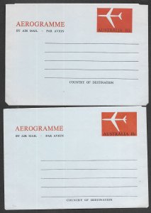 Australia   #A31,A33*  Jet Aerogrammes- 10c Jet 1968/1969 (2)  Mint NH