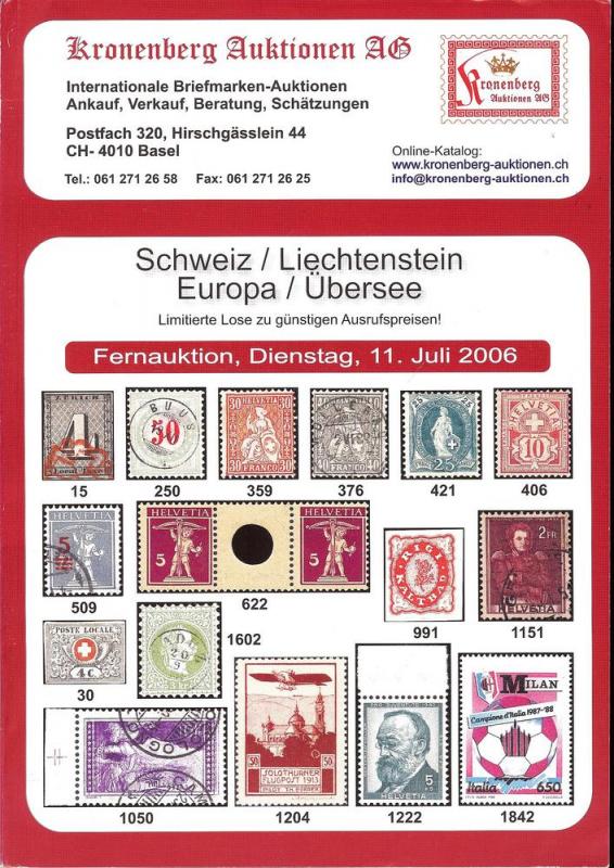 Schweiz / Liechtenstein / Europa / Ubersee, Kronenberg 07...