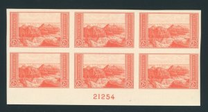 US Stamp #757 Grand Canyon 2c - Plate Block of 6 - MNH - CV $5.50