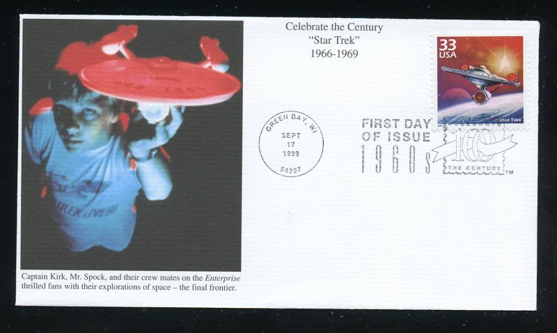 US 3188e Celebrate Century 1960s, Star Trek UA Mystic cachet FDC