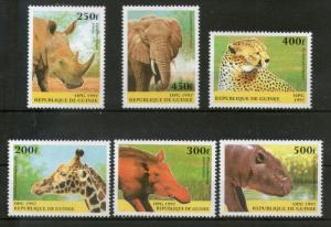 Guinea 1997 Elephant Leopard Giraffe Rhino Wild Pig Hippo Animal Wild Life Sc...