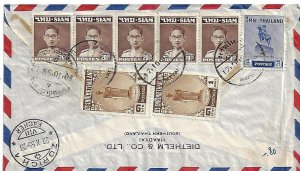 THAILAND 1955 REGISTERED HAADYAI AIR MAIL COVER FRANKED Sc 266 306 312 TO ZURICH