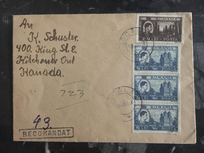 1948 Sacala Romania Registered Cover to Canada